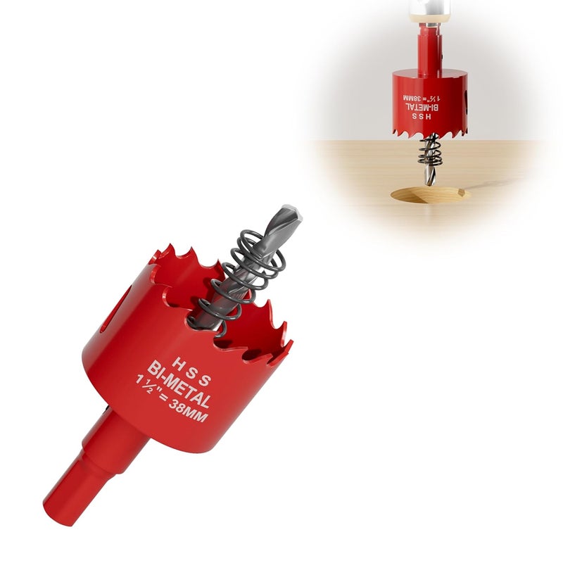 FIVELAKE 1-1/2" (38mm) Bi-Metal M42 High Speed Steel Hole Saw with Pilot Drill Bit, Smooth Cutting Edge for PVC, Drywall, Wood, Plastic, Gypsum Board, Rubber, Thin Metal - Image 1